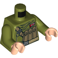 Lego Torso Jacket, Utility Belt with Ammo, Strap, and Rank Badge Print (Admiral Ematt), Olive Green Arms, Light Nougat Hands / Olive Green
