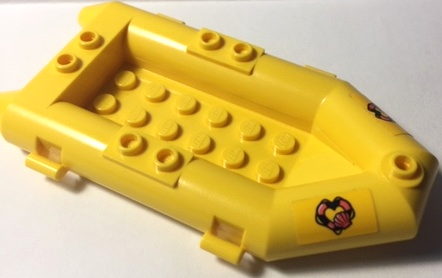 Lego Boat, Rubber Raft, Small with Coral and Dark Blue Heart-Shaped Life Preserver and Shell Pattern on Both Sides (Stickers) - Set 41381