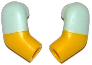 Lego Arm, (Matching Left and Right) Pair with Molded Light Aqua Short Sleeves  Pattern / Yellow