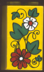 Lego Brick 2 x 2 x 3 with Flowers and Leaves Pattern (Sticker) - Set 4165