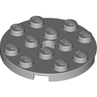 Lego Plate Round 4 x 4 with Pin Hole / Light Bluish Gray