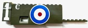 Lego Stickered Assembly 20 x 1 x 4 1/3 with Number 1, Letter C and White, Blue and Red Circles (British Roundel) Pattern Model Left Side (Stickers) - Set 3451