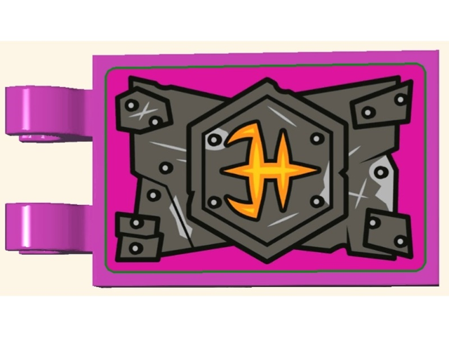 Lego Tile, Modified 2 x 3 with 2 Open O Clips with Armor Pattern (Sticker) - Set 80006 / Magenta
