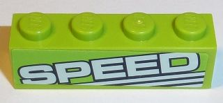 Lego Brick 1 x 4 with 'SPEED' and White Lines Pattern Model Left Side (Sticker) - Set 8152