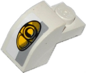 Lego Slope, Curved 2 x 1 x 1 1/3 with Recessed Stud with Light Bluish Gray Stripe and Yellow Headlight Pattern (Sticker) – Set 75912
