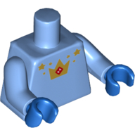 Lego Torso Golden Crown Print, Medium Blue Arms, Blue Hands / Medium Blue