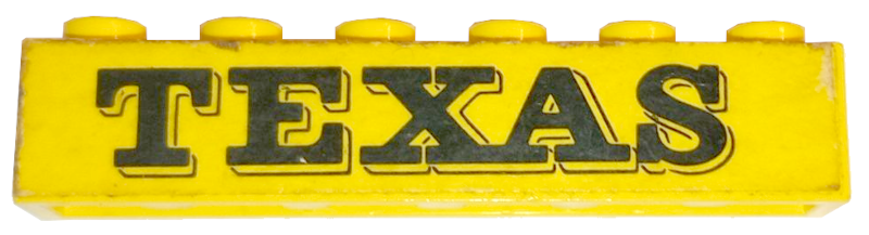 Lego Brick 1 x 6 with Black 'TEXAS' Pattern (Sticker) - Set 372-1