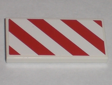 Lego Tile 2 x 4 with Red and White Danger Stripes Pattern Right (Sticker) - Set 7593
