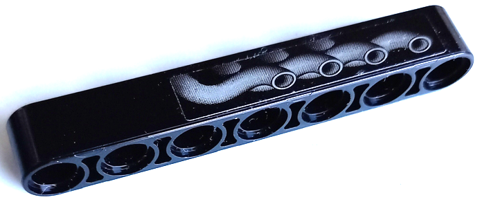 Lego Technic, Liftarm Thick 1 x 7 with 4 Silver Exhaust Pipes Pattern Model Left Side (Sticker) - Set 42106 / Black