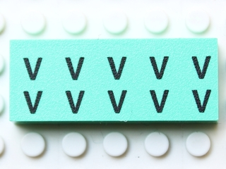 Lego Modulex Tile 2 x 5 with Black 'V's Print