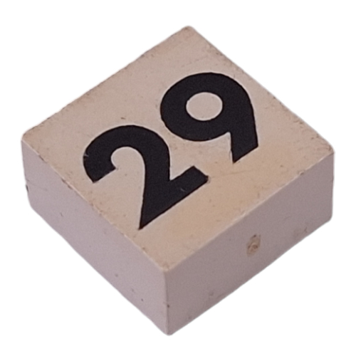 Lego Modulex Tile 2 x 2 with Small Black '29' Print, without Internal Supports