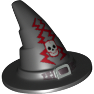Lego Hat, Wizard, Silver Buckle, Skull and Lightning Bolts Print