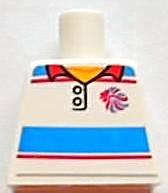 Lego Torso Polo Shirt with Red and Blue Stripes and Team GB Logo Pattern / White