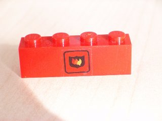 Lego Brick 1 x 4 with Fire Logo Pattern (Sticker) - Set 6525