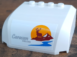 Lego Windscreen 5 x 6 x 2 Curved Top Canopy with 4 Studs with Silver 'Caravan DELUXE', Bright Light Orange Sun, Medium Blue River, Reddish Brown Deer and Mountain Pattern (Sticker) - Set 60283