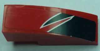 Lego Slope, Curved 3 x 1 with Black Togokahn Pattern, Model Middle Right (Sticker) - Set 8159 / Red