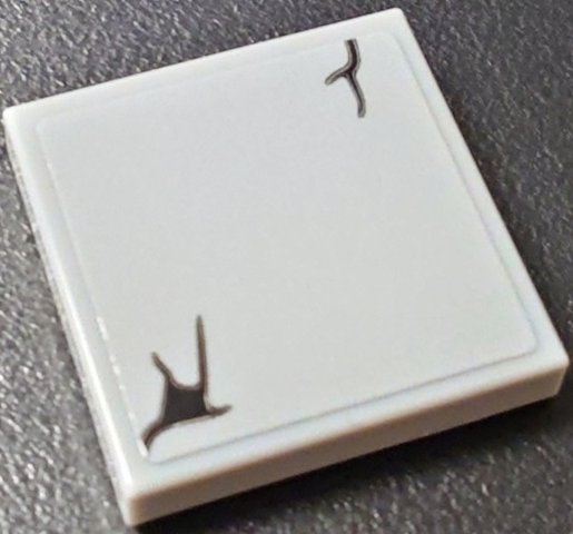 Lego Tile 2 x 2 with Black Stone Cracks and Hole Pattern (Sticker) - Set 40598 / Light Bluish Gray