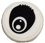 Lego Tile, Round 2 x 2 with Bottom Stud Holder with Black Panda Eye Open with Fur Pattern (Sticker) - Set 80011