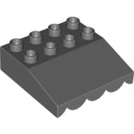 Lego Duplo Roofpiece Slope 33 4 x 4 with Awning Overhang with 9 Bottom Tubes / Dark Bluish Gray