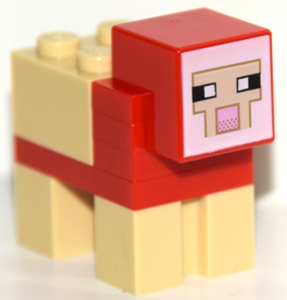 Lego Minecraft Sheep, Red, Sheared - Brick Built