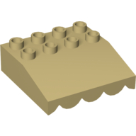 Lego Duplo Roofpiece Slope 33 4 x 4 with Awning Overhang with 9 Bottom Tubes / Tan