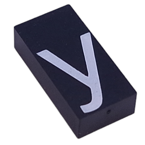 Lego Modulex Tile 2 x 4 with White 'y' Print, without Internal Supports