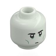 Lego Minifig Head Butler, Black Eyebrows, Olive Green Eyeshadow, Stern Stare / Scared