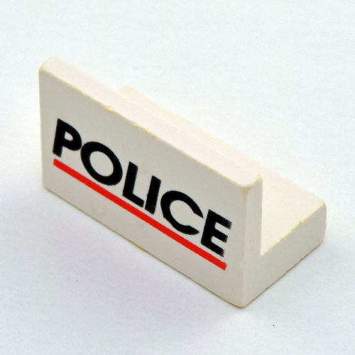 Lego Panel 1 x 2 x 1 with 'POLICE' Red Line Print