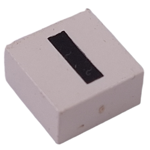 Lego Modulex Tile 2 x 2 with Black 'I' Print, Black Internal Lining, No Dot / Modulex White