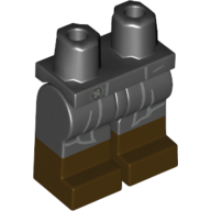 Lego Hips with Black Legs and Dark Brown Boots Pattern with Light Bluish Gray Long Coattail Outlines Print / Black