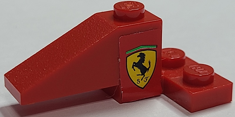 Lego Stickered Assembly 4 x 2 x 1 1/3 with Ferrari Logo On Red Background Pattern Model Left Side (Sticker) - Set 2556