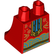 Lego Hips and Legs Under Dress/Robe with Gold/Medium Azure Decorations print / Red