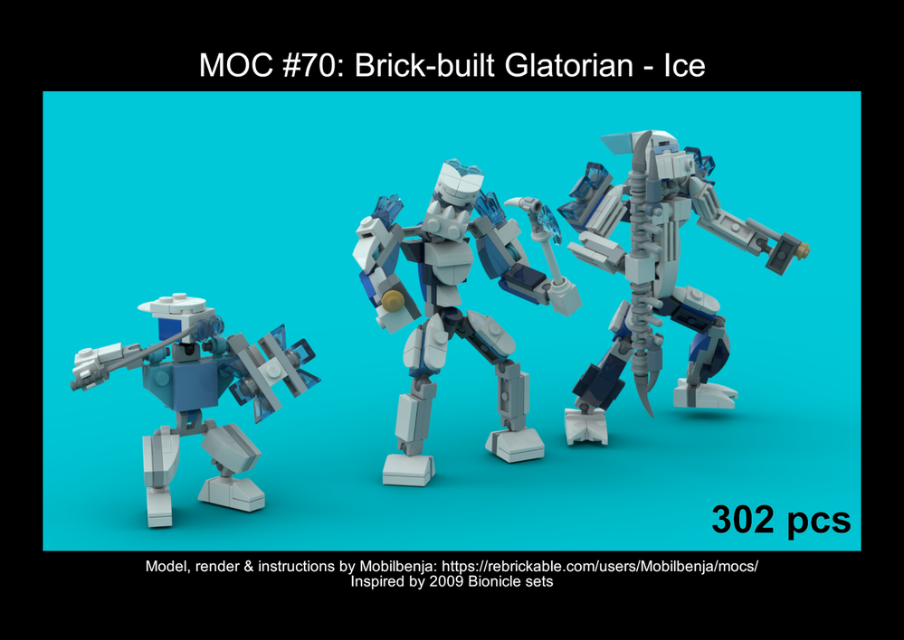 Lego Brick-built Glatorian - Ice