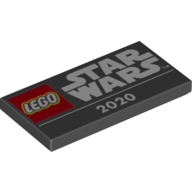 Lego Tile 2 x 4 with 'LEGO STAR WARS 2020' Print / Black