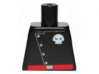 Lego Torso Space Skull Logo with Diagonal Buttons and Red Belt Pattern (Sticker) / Black