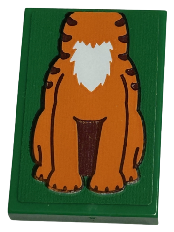 Lego Tile 2 x 3 with Tiger Bottom Half Pattern (Sticker) - Set 40574 / Green