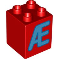 Lego Duplo Brick 2 x 2 x 2 Letter Æ Print / Red