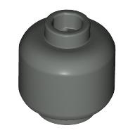 Lego Minifig Head [Plain] [Blocked Open Stud] / Dark Gray