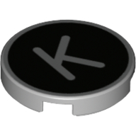 Lego Tile Round 2 x 2 with 'K' on Black Background Print