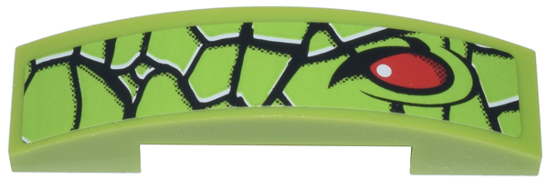 Lego Slope, Curved 4 x 1 x 2/3 Double with Snake Skin and Red Eye Pattern Model Right Side (Sticker) - Set 9095
