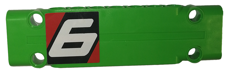 Lego Technic, Panel Plate 3 x 11 x 1 with Number '6' on Black and Red Background Pattern Model Right Side (Sticker) - Set 42039