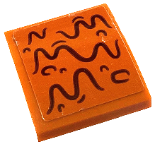 Lego Slope, Curved 2 x 2 x 2/3 with Dark Brown Curved Lines and Squiggles Pattern (Sticker) - Set 76122 / Dark Orange