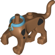 Lego Animal Body Part, Dog Body Great Dane Scooby-Doo Walking with Right Front Leg Raised and Medium Azure Collar Print / Medium Nougat
