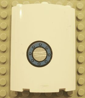 Lego Cylinder Quarter 4 x 4 x 6 with Porthole Near Bottom Pattern (Sticker) - Set 4982 / White