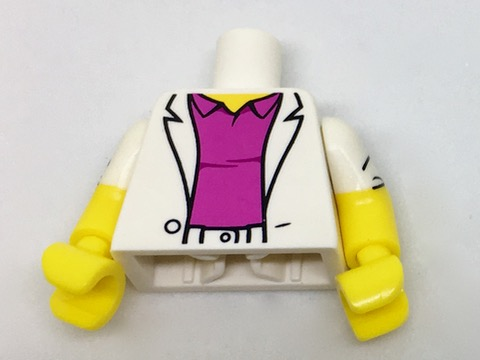 Lego Torso Sport Jacket over Dark Pink Polo Shirt Pattern / Yellow Arms with Rolled Up Sleeves Pattern / Yellow Hands