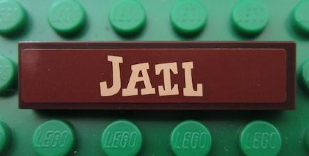 Lego Tile 1 x 4 with 'JAIL' Pattern (Sticker) - Set 7594