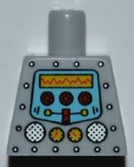 Lego Torso Robot with Silver Rivets, Yellow Gauges, Red Knobs and Yellow Screen Pattern / Light Bluish Gray