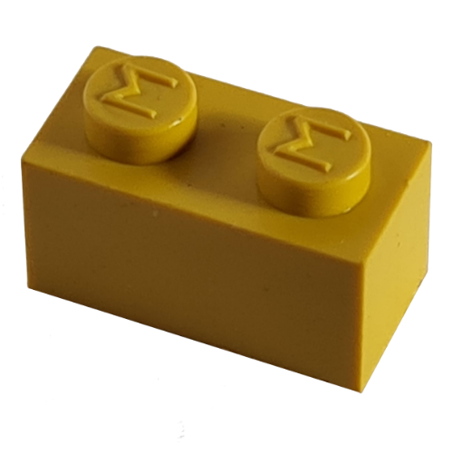 Lego Modulex Brick 1 x 2 with M on Stud / Modulex Ochre Yellow