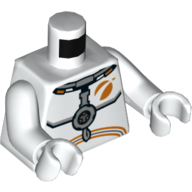 Lego Torso Space Suit, Gray Chest Device, Orange Mars Exploration Logo Print, White Arms and Hands / White