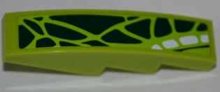 Lego Slope, Curved 4 x 1 with 14 Green Scales and 4 White Scales Pattern Model Right (Sticker) - Set 9457